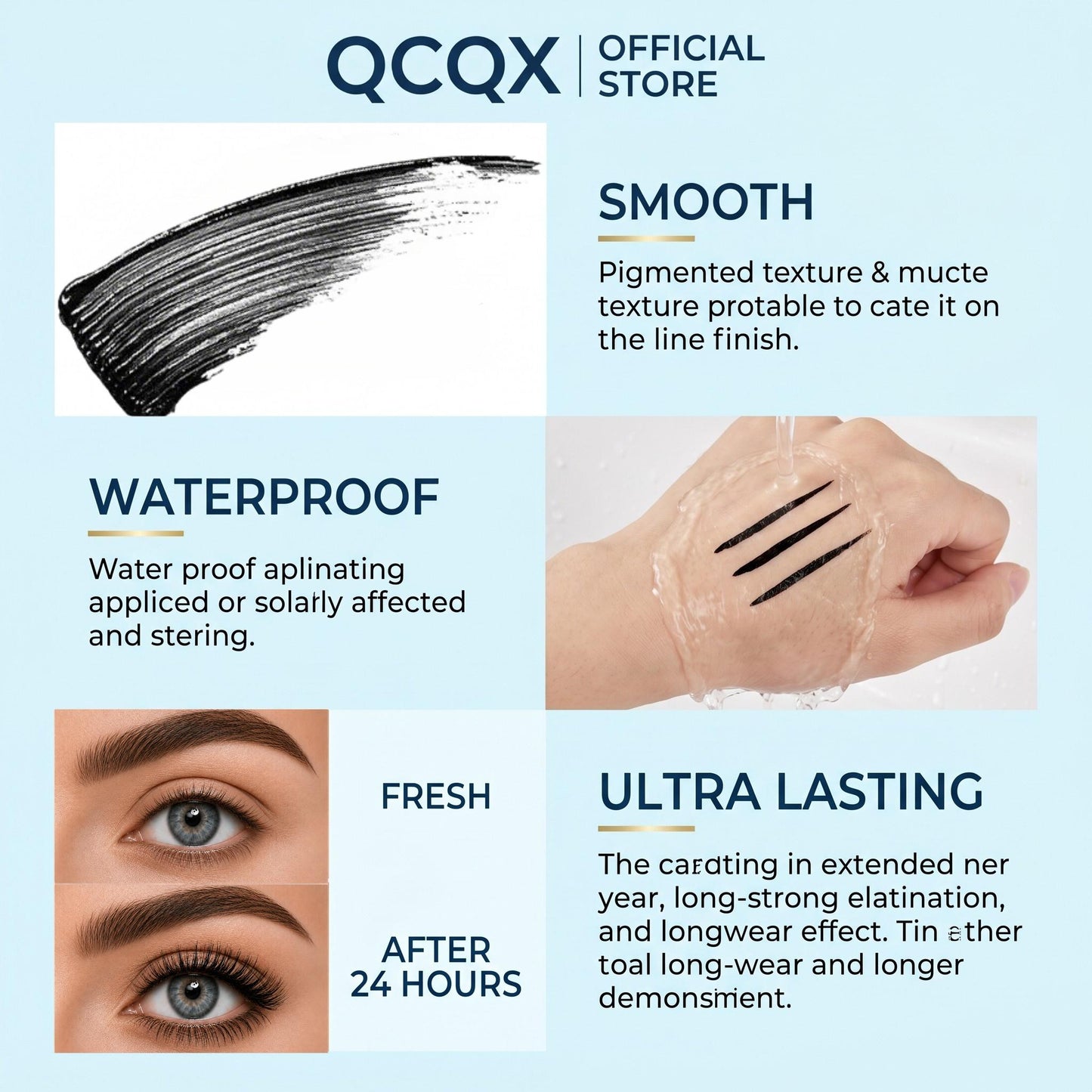 【QCQX】Professional eyelash extension mascara - Ultimate density, remarkable length, waterproof and long-lasting formula