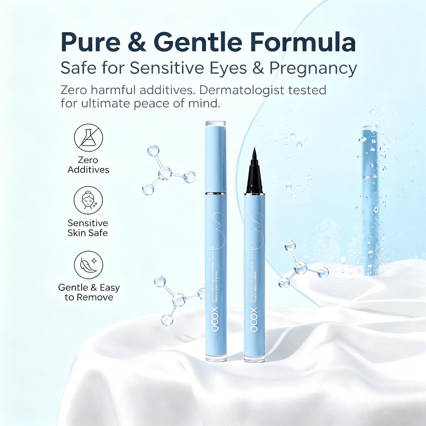 【QCQX】Long-lasting eyeliner -lightweight, waterproof,vegan,cruelty-free,24-hour smooth application,ultra-creamy andsilky smooth texture.-A