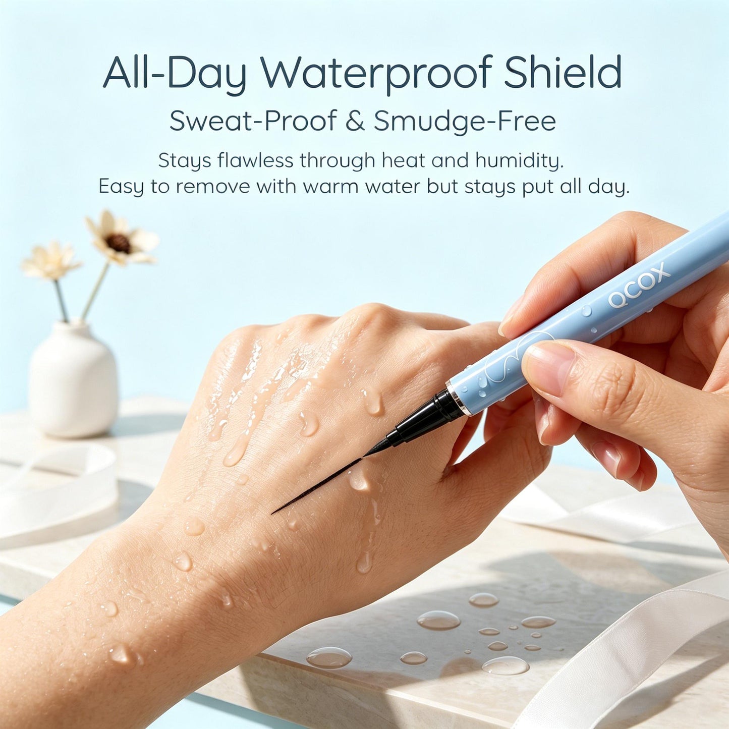 【QCQX】Long-lasting eyeliner -lightweight, waterproof,vegan,cruelty-free,24-hour smooth application,ultra-creamy andsilky smooth texture.-A